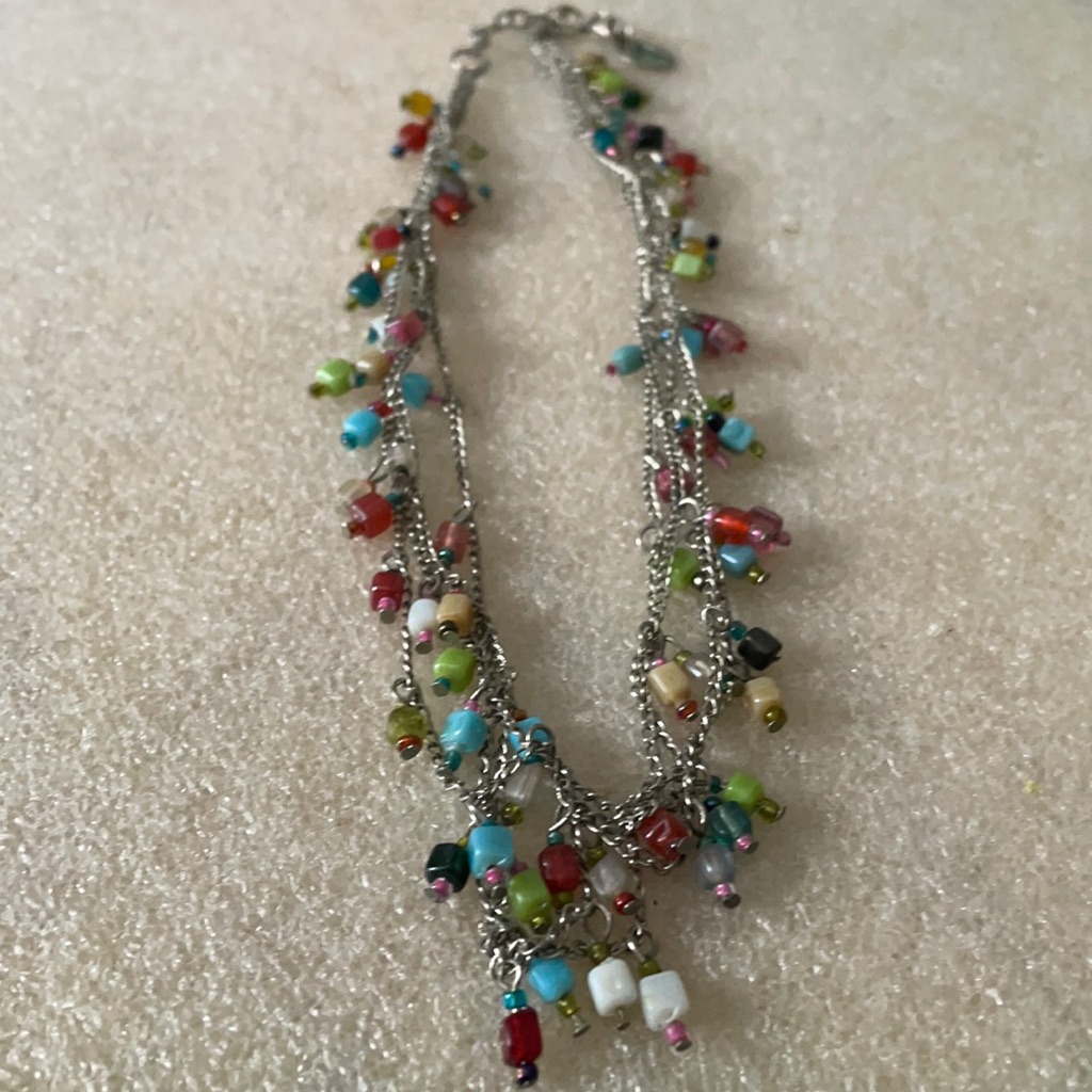 Vintage Multi Strand Zad Glass Beads Necklace 42$